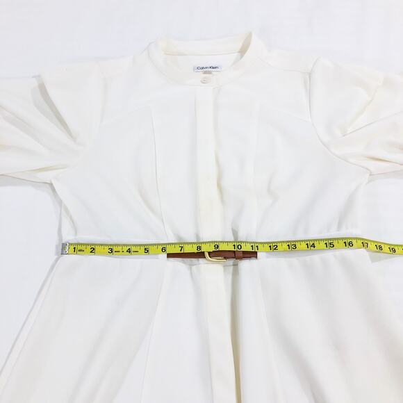 Calvin Klein Cream Color Puff Sleeve Belt Dress - Picture 8 of 14